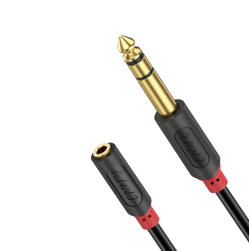 J&D 3.5mm to 1/4 Headphone Adapter Cable, Gold Plated Audiowave Series 3.5mm 1/8 inch Female TRS to 6.35mm 1/4 inch Male TRS Stereo Audio Cable for Mixer Guitar Piano Amplifier Speaker, 15FT - Image 1